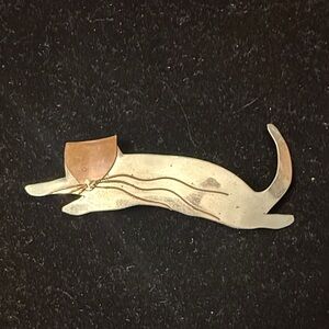 Silver and Copper Dog Brooch